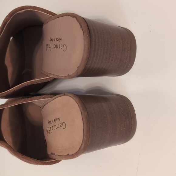 Garnet Hill Guilia Brown Suede Block Heel Slides Suze 38 - Picture 4 of 10
